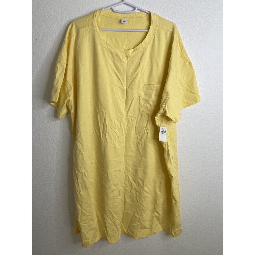 Old Navy Shirt Women 2XL Yellow Short Sleeves With A Tie On Sleeve Blouse New